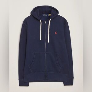 RALPH LAUREN POLO Men's Navy Blue Zip-Up Hoodie Fleece Sweatshirt w Pockets